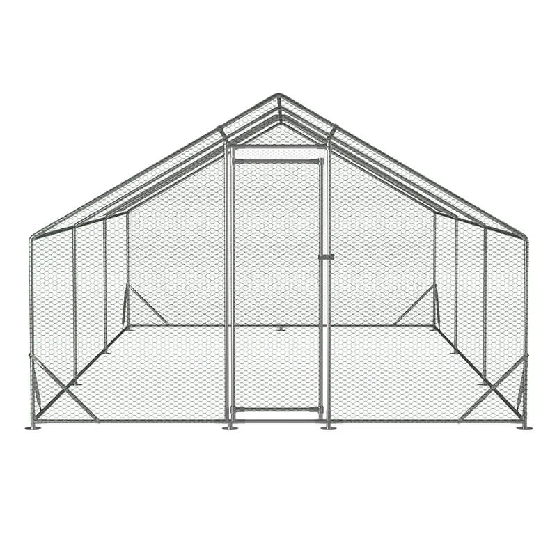 120" Silver Large Aluminum Chicken Coop - Walk-in Anti-Ultraviolet Galvanized Wire Cage