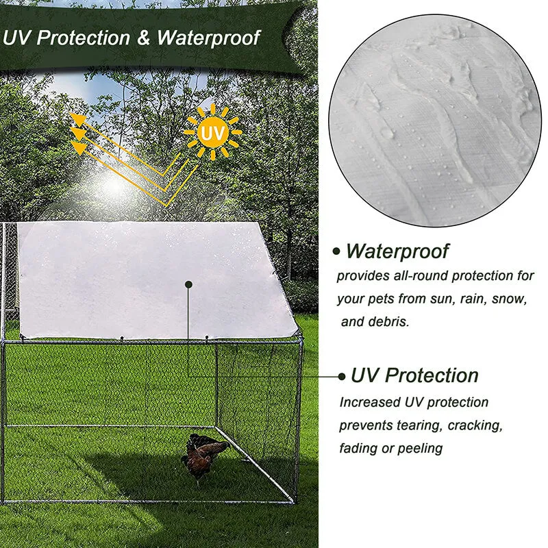 120" Silver Large Aluminum Chicken Coop - Walk-in Anti-Ultraviolet Galvanized Wire Cage