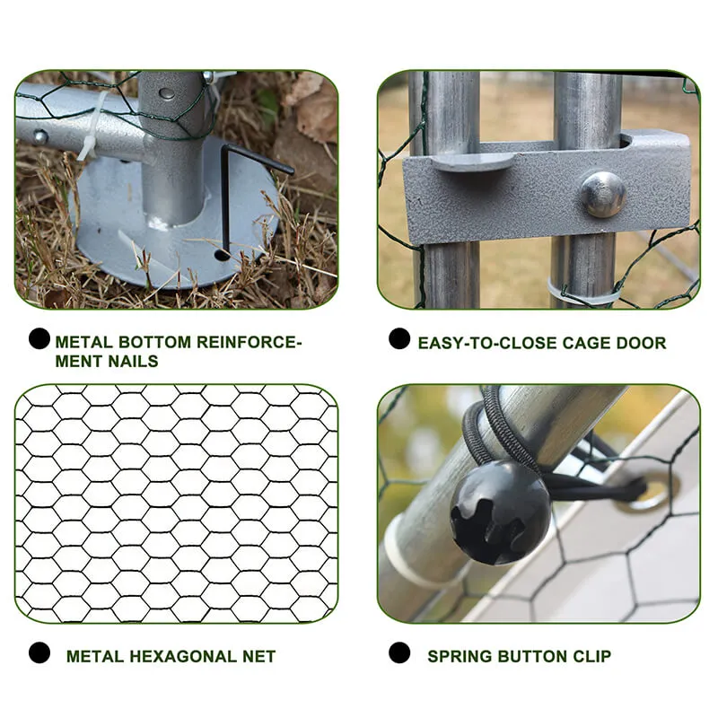 120" Silver Large Aluminum Chicken Coop - Walk-in Anti-Ultraviolet Galvanized Wire Cage