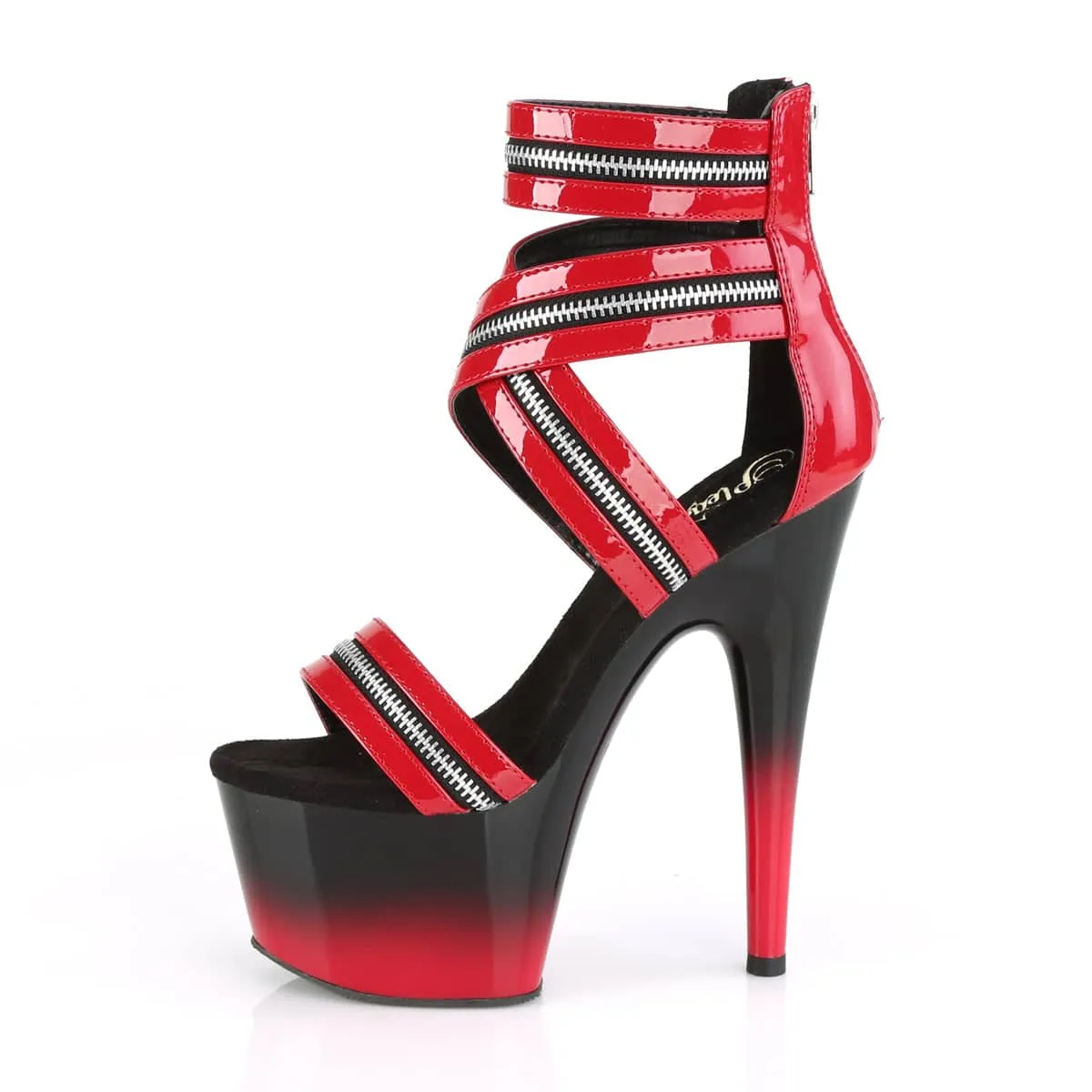 ADORE-766 Black & Red Ankle Peep Toe High Heel