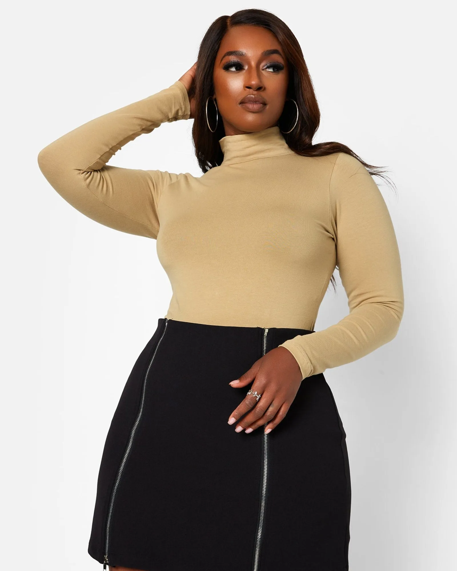After Hours Zipper Splits Mini A Line Skirt | Black