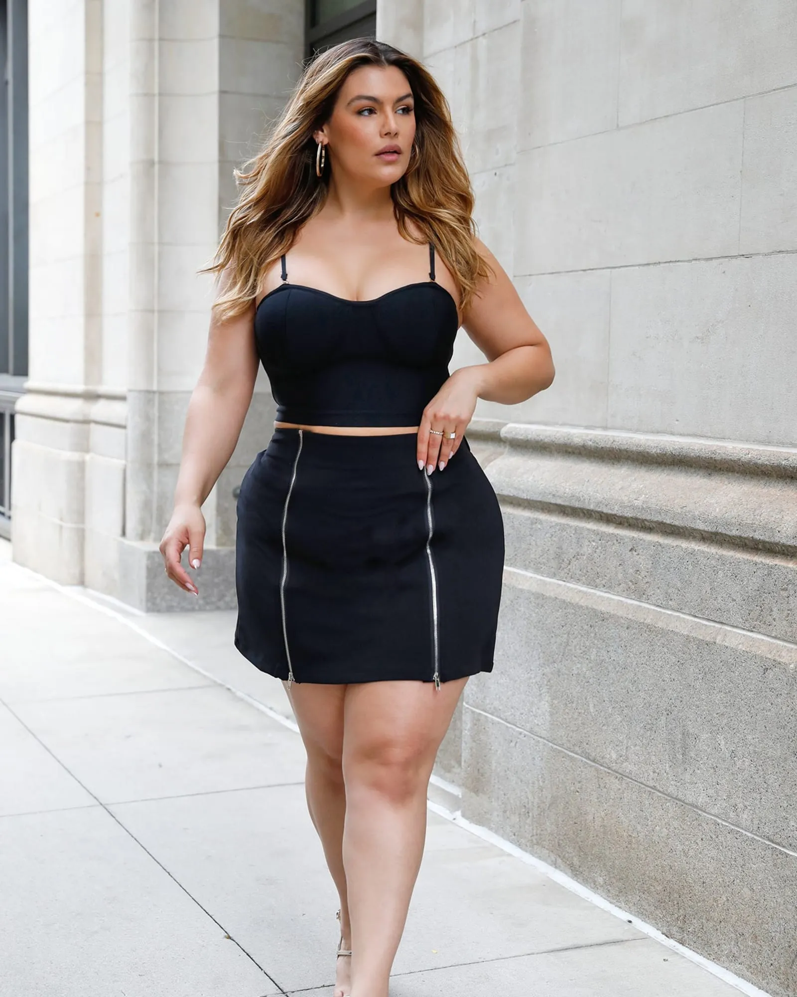 After Hours Zipper Splits Mini A Line Skirt | Black