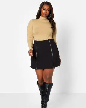 After Hours Zipper Splits Mini A Line Skirt | Black
