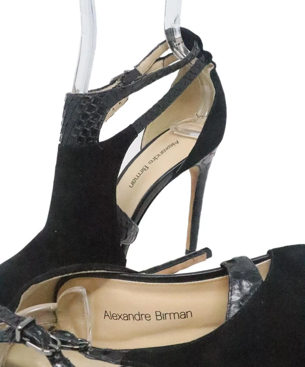 Alexandre Birman Black Suede & Leather Heels sz 7.5