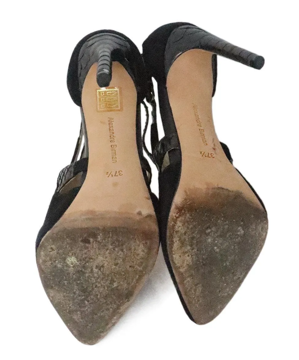 Alexandre Birman Black Suede & Leather Heels sz 7.5