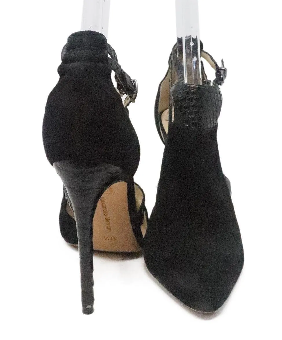 Alexandre Birman Black Suede & Leather Heels sz 7.5