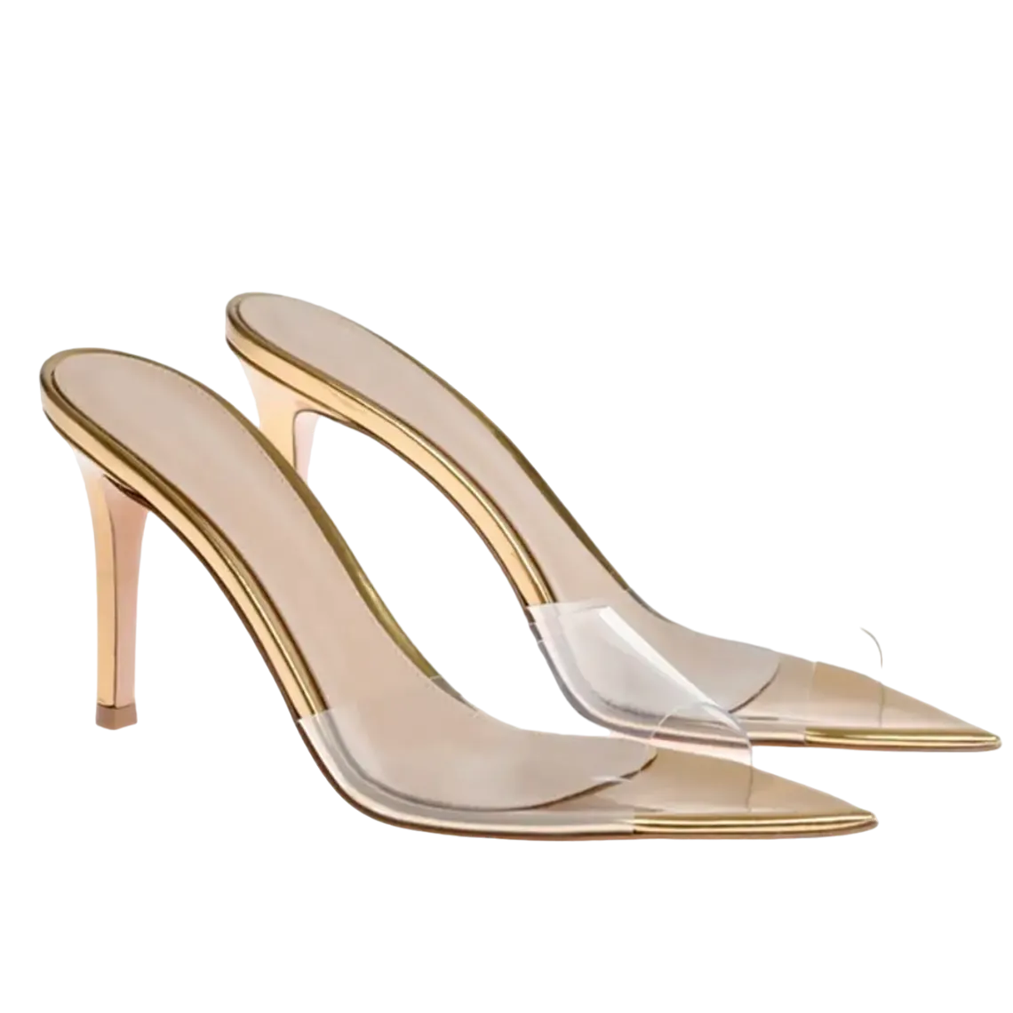 Amina Heels || Clear Gold