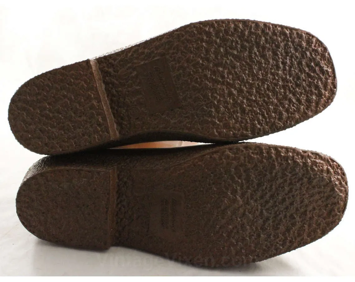Boys Brown Galoshes - Children Size 5 - Authentic 1960s Child's Rain Boots - Waterproof Rubber Shoes - Puddle Jumpers - 60s NOS Deadstock