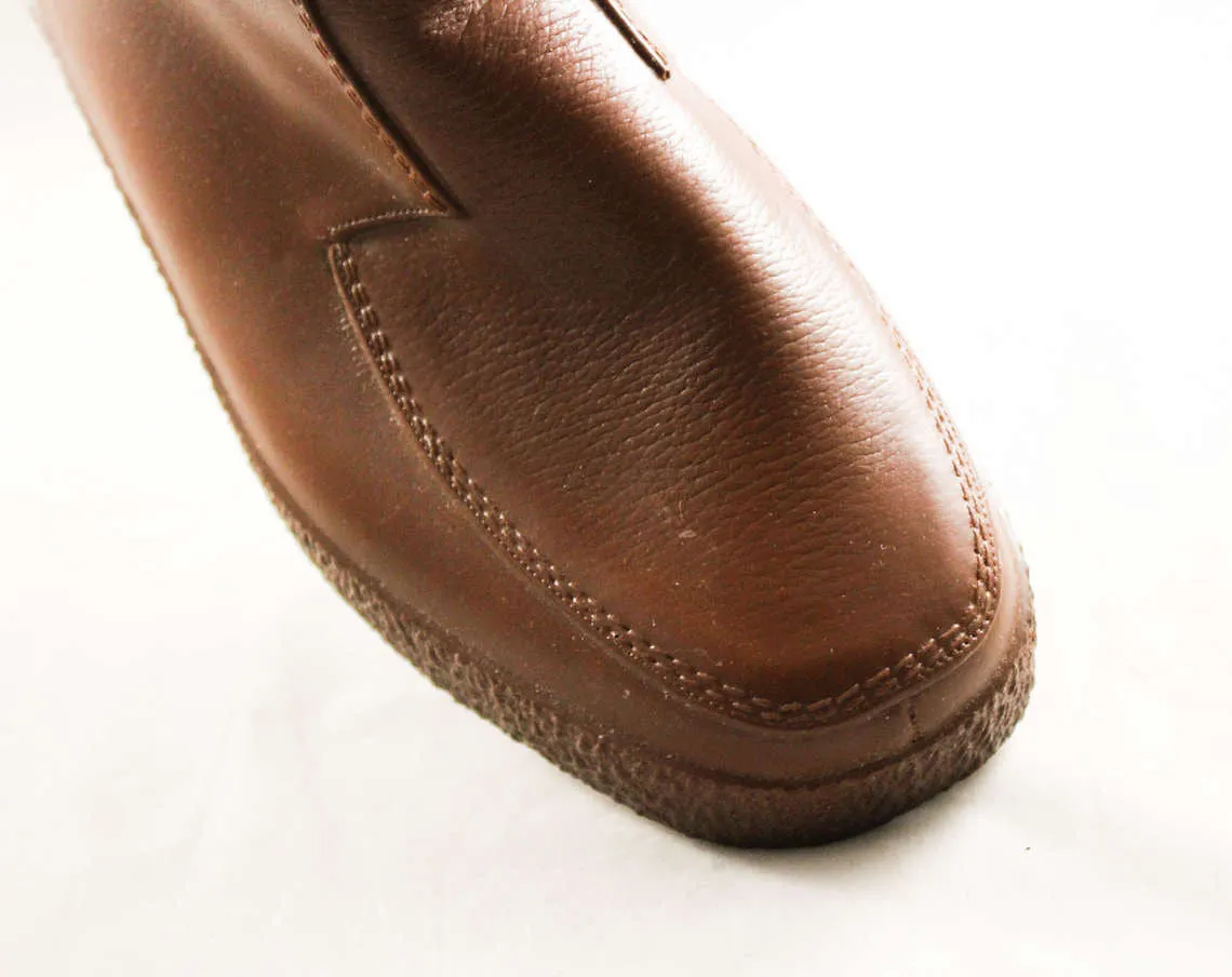 Boys Brown Galoshes - Children Size 5 - Authentic 1960s Child's Rain Boots - Waterproof Rubber Shoes - Puddle Jumpers - 60s NOS Deadstock