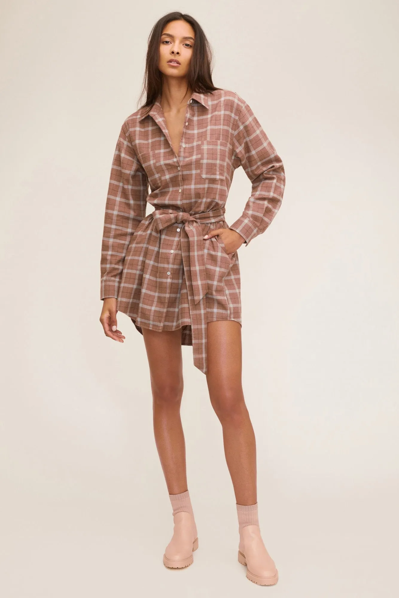 Brett Lightweight Flannel U-Back Mini Dress