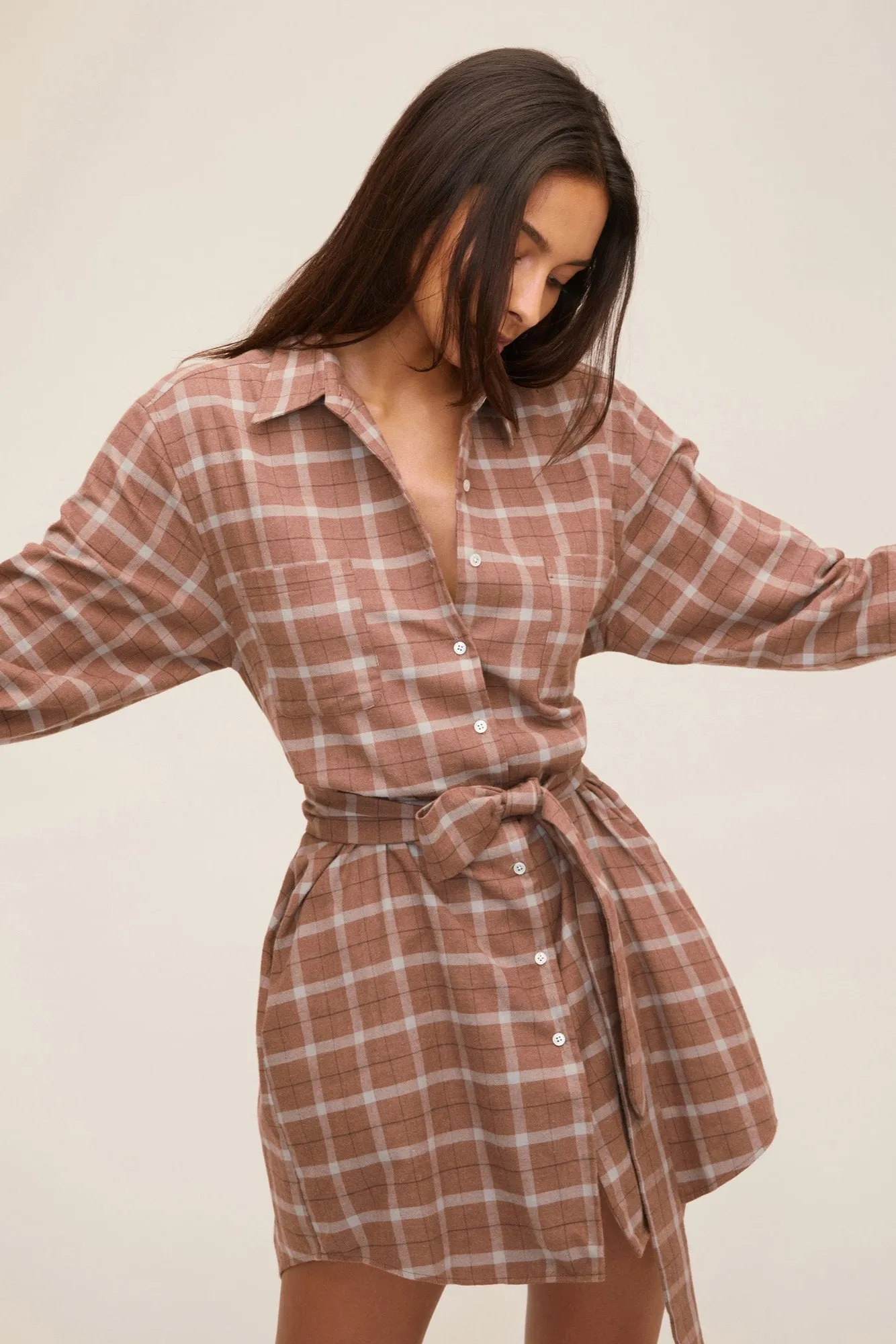 Brett Lightweight Flannel U-Back Mini Dress