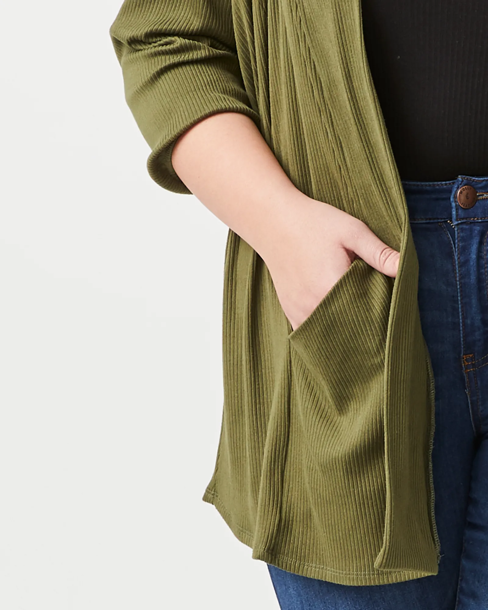 Cia 3/4 Sleeve Cardigan | Olive Green