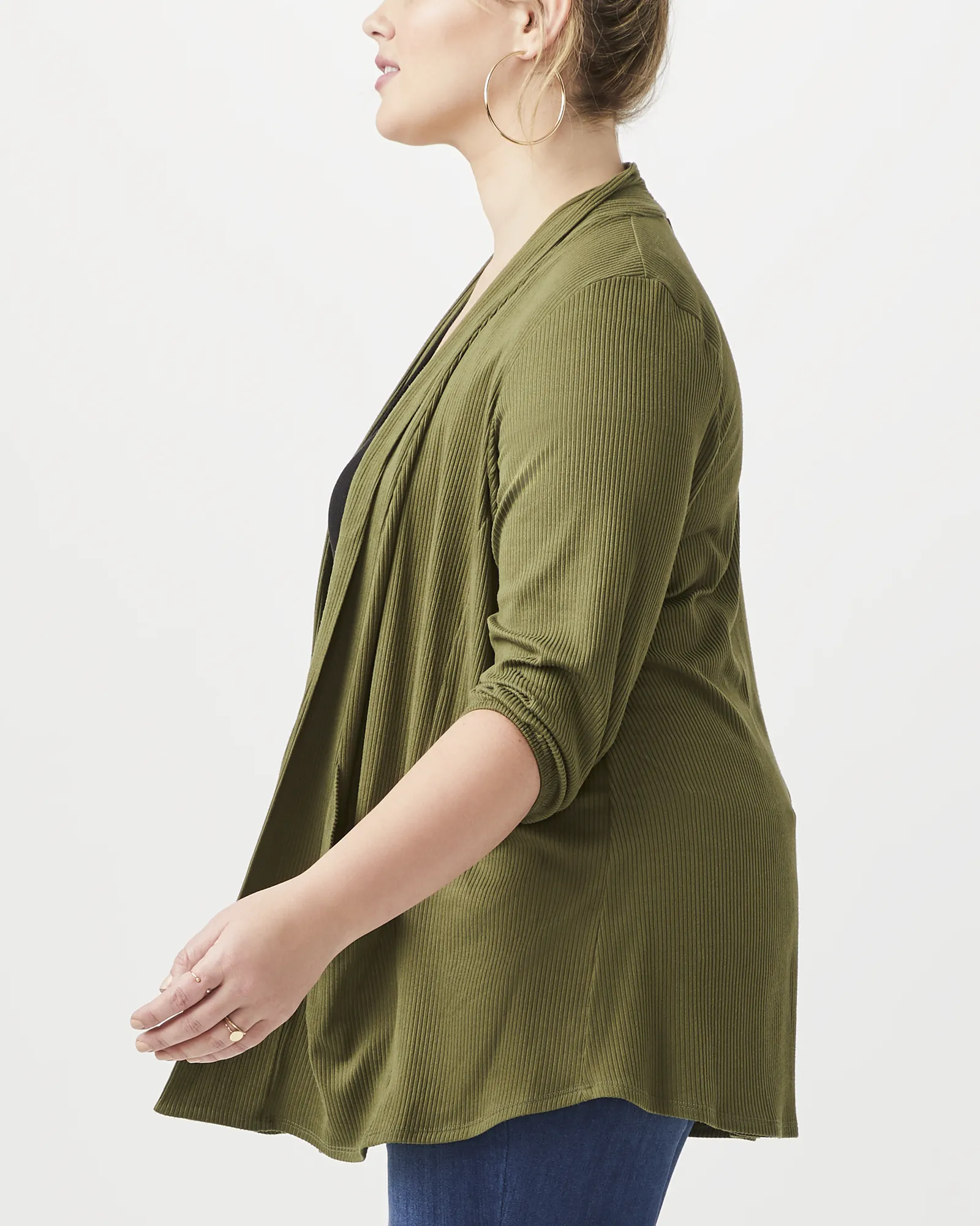 Cia 3/4 Sleeve Cardigan | Olive Green