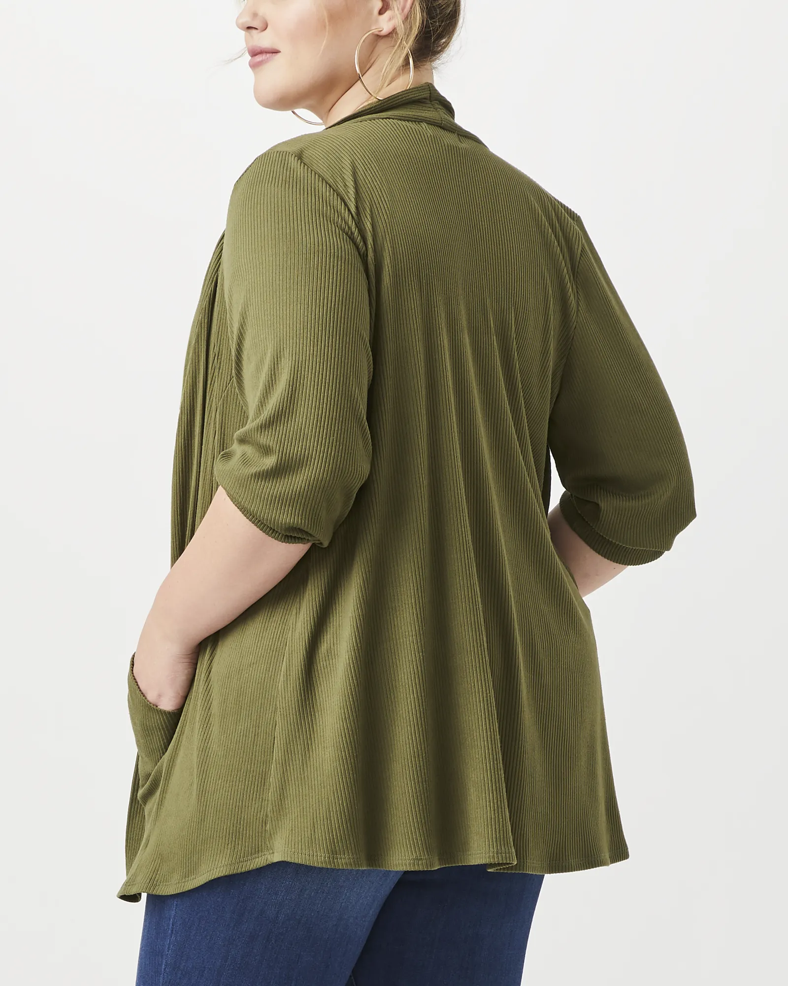 Cia 3/4 Sleeve Cardigan | Olive Green