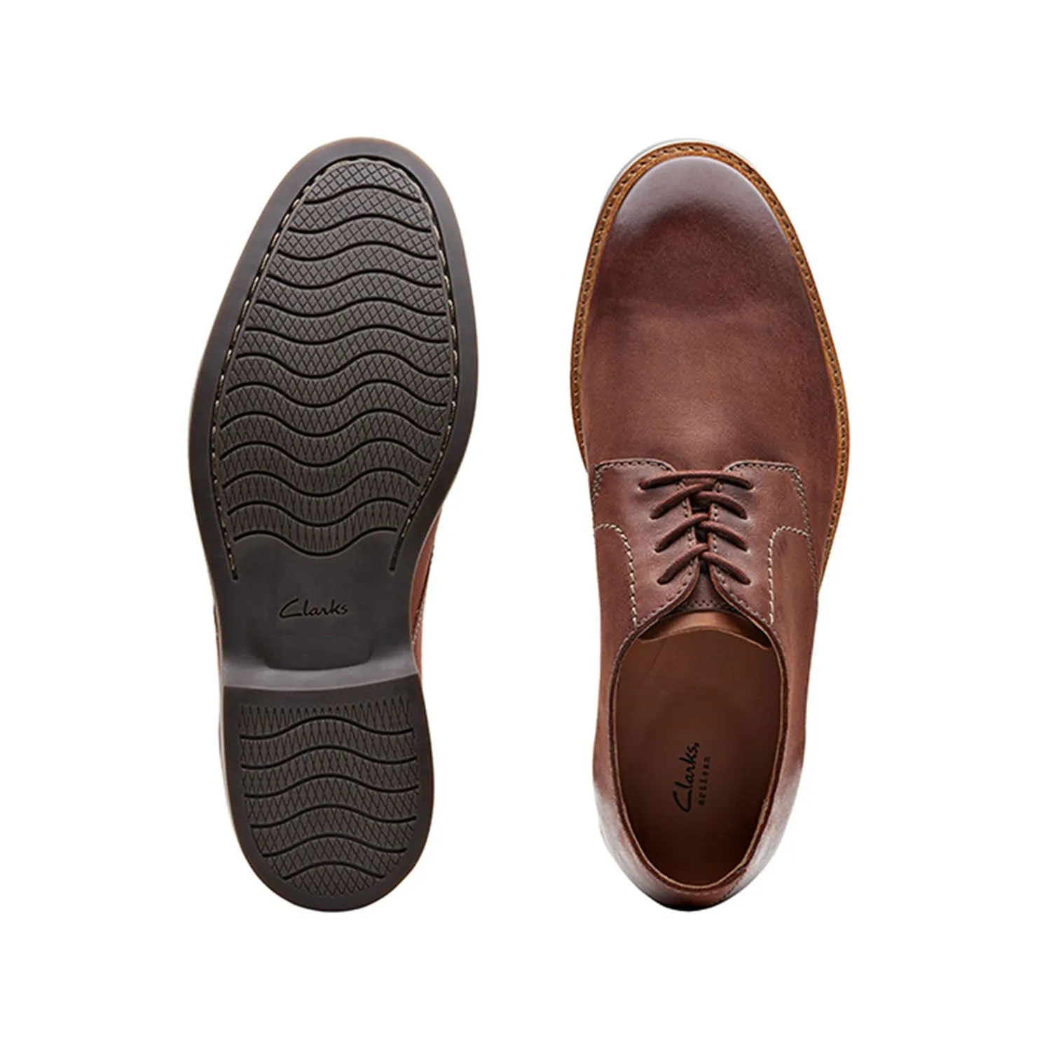 Clarks Atticus Lace Mens Oxford Shoes Mahogany Leather