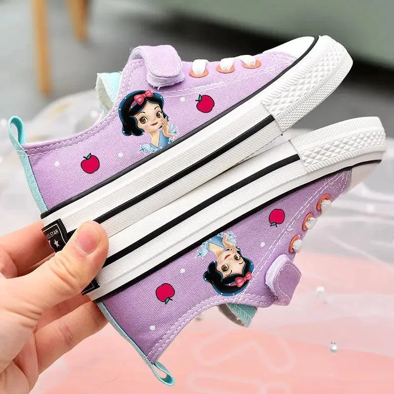 Disney Girls' Canvas Shoes - Soft Sole Princess Snow White Casual Sneakers