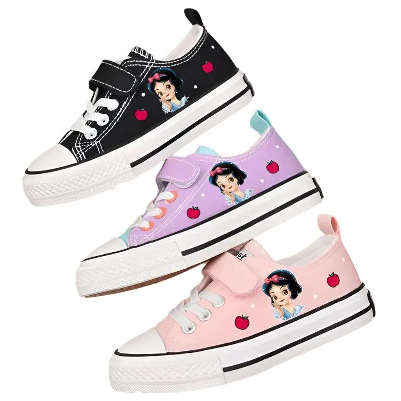 Disney Girls' Canvas Shoes - Soft Sole Princess Snow White Casual Sneakers
