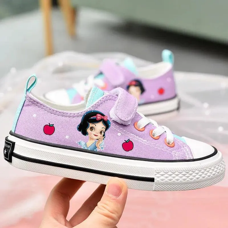 Disney Girls' Canvas Shoes - Soft Sole Princess Snow White Casual Sneakers