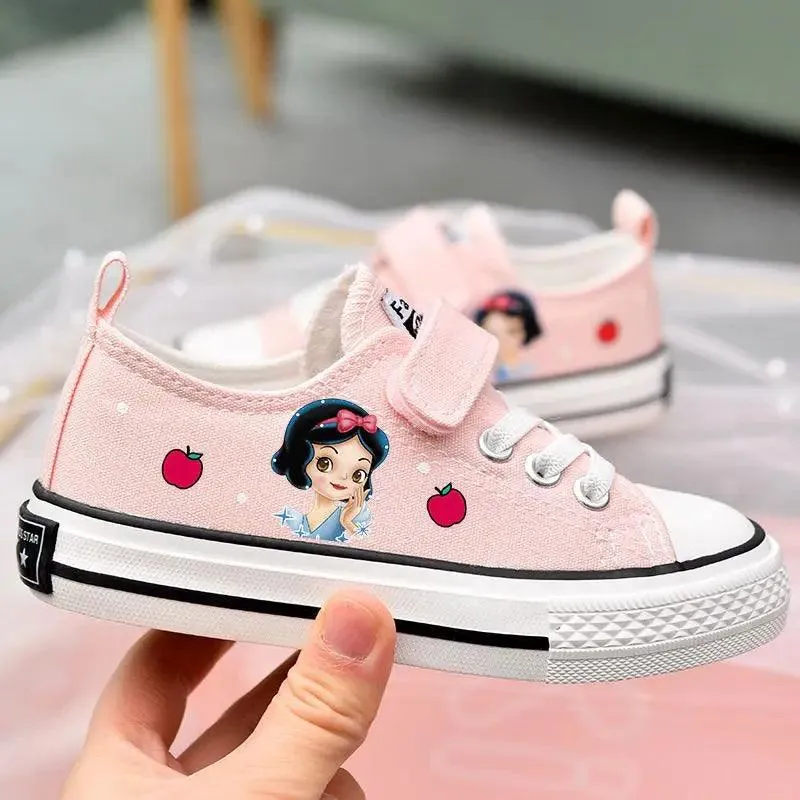 Disney Girls' Canvas Shoes - Soft Sole Princess Snow White Casual Sneakers