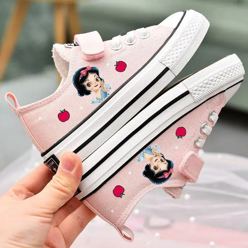 Disney Girls' Canvas Shoes - Soft Sole Princess Snow White Casual Sneakers