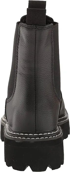 Dolce Vita Moana H2O Black Leather Pull On Rounded Toe Lugged Sole Ankle Boots