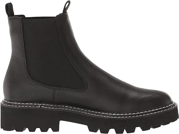 Dolce Vita Moana H2O Black Leather Pull On Rounded Toe Lugged Sole Ankle Boots