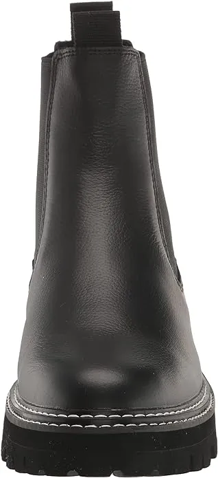 Dolce Vita Moana H2O Black Leather Pull On Rounded Toe Lugged Sole Ankle Boots