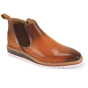 Giovanni Cognac Men's Slip-on Casual Boot Side Zipper Rubber Sole Style No: ROYCE