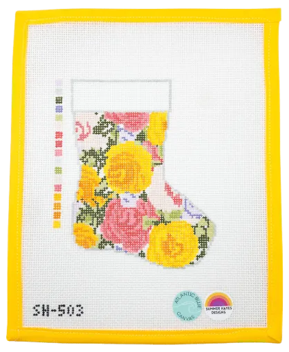 Grandma's Roses Mini Stocking Needlepoint Canvas