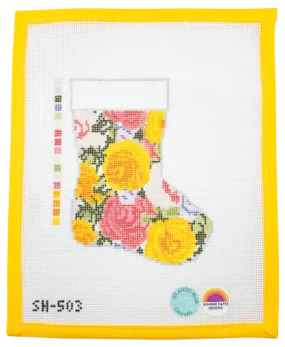 Grandma's Roses Mini Stocking Needlepoint Canvas