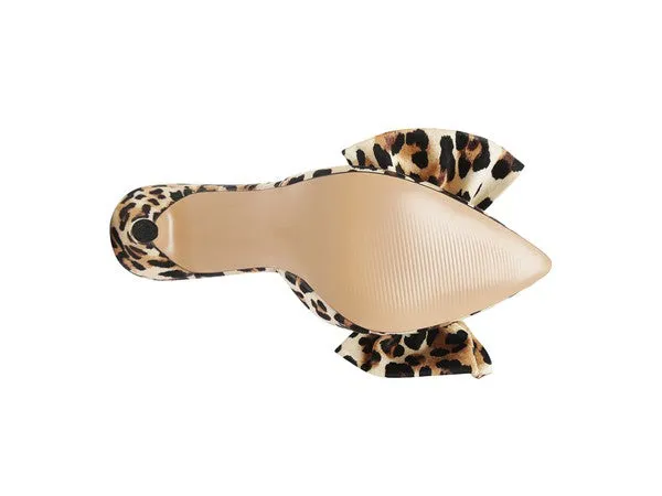 Joelle Leopard Print High Heel Mules With Bow