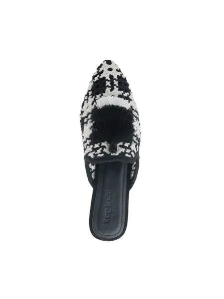 London Rag MARIANA WOVEN FLAT MULES WITH TASSELS