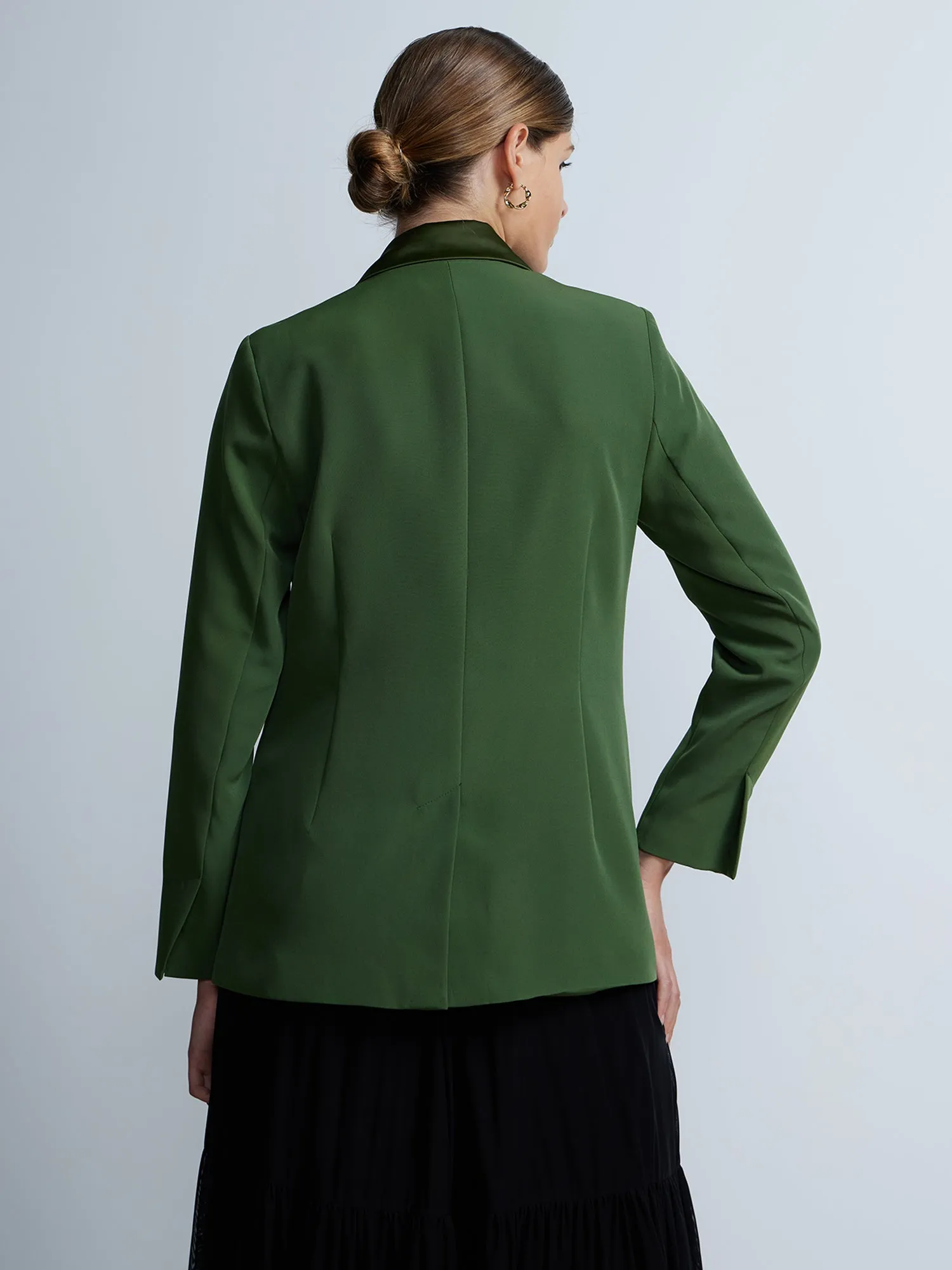 Long Sleeve Notch Lapel Single Button Blazer