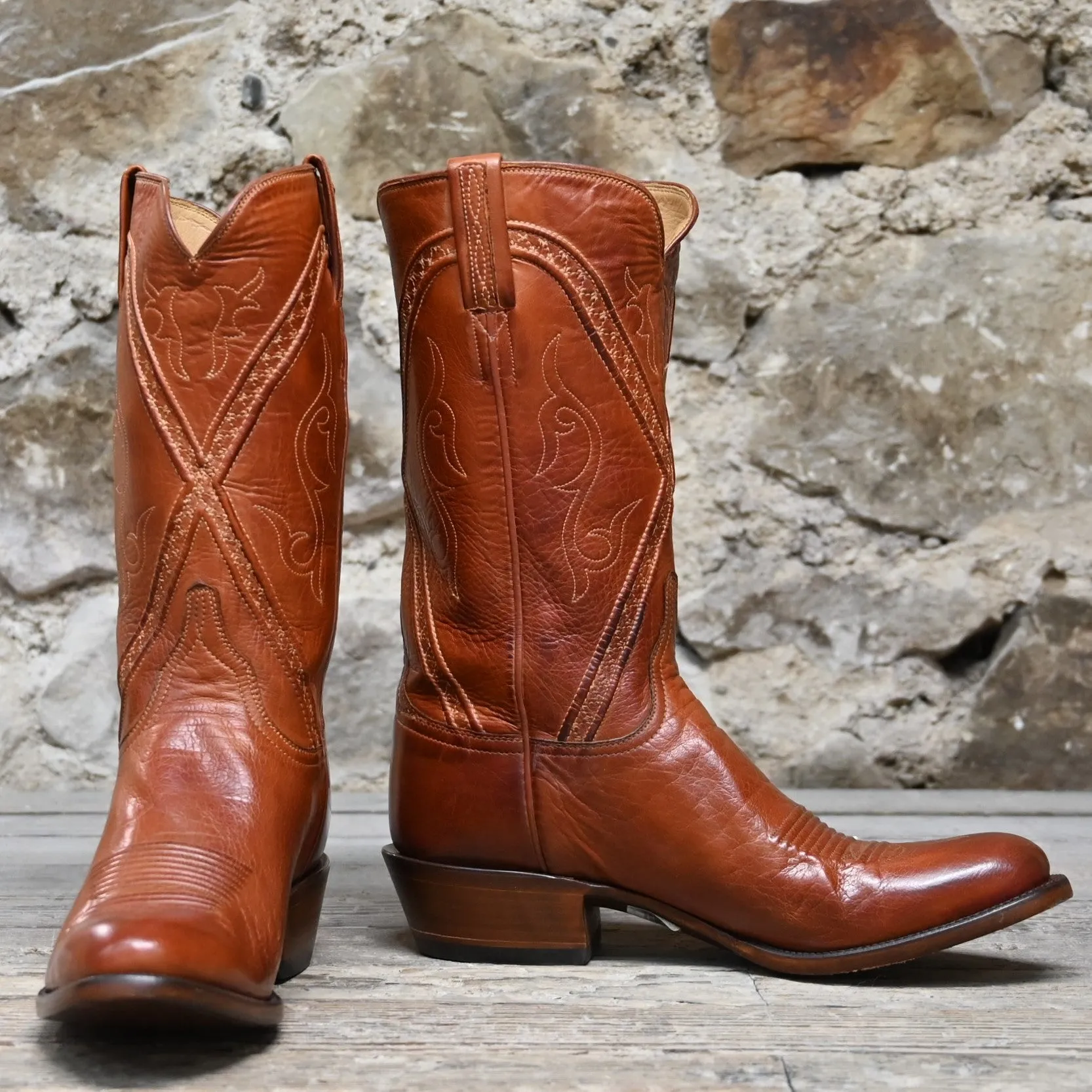 Lucchese Men's 12" Classic Boot W/Cognac Burnished Buffalo Calf Top