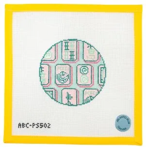 Mahjong Tiles Round Needlepoint