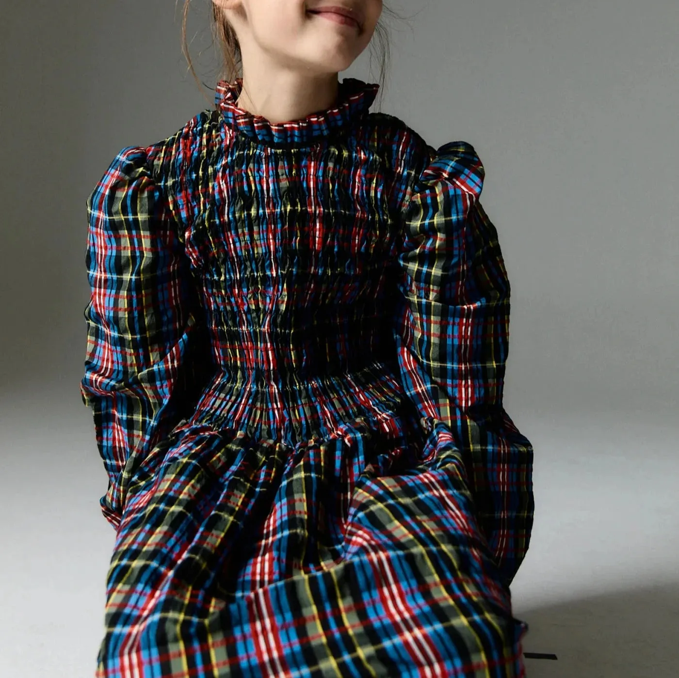 Mars Ruffle Collared Tartan Dress