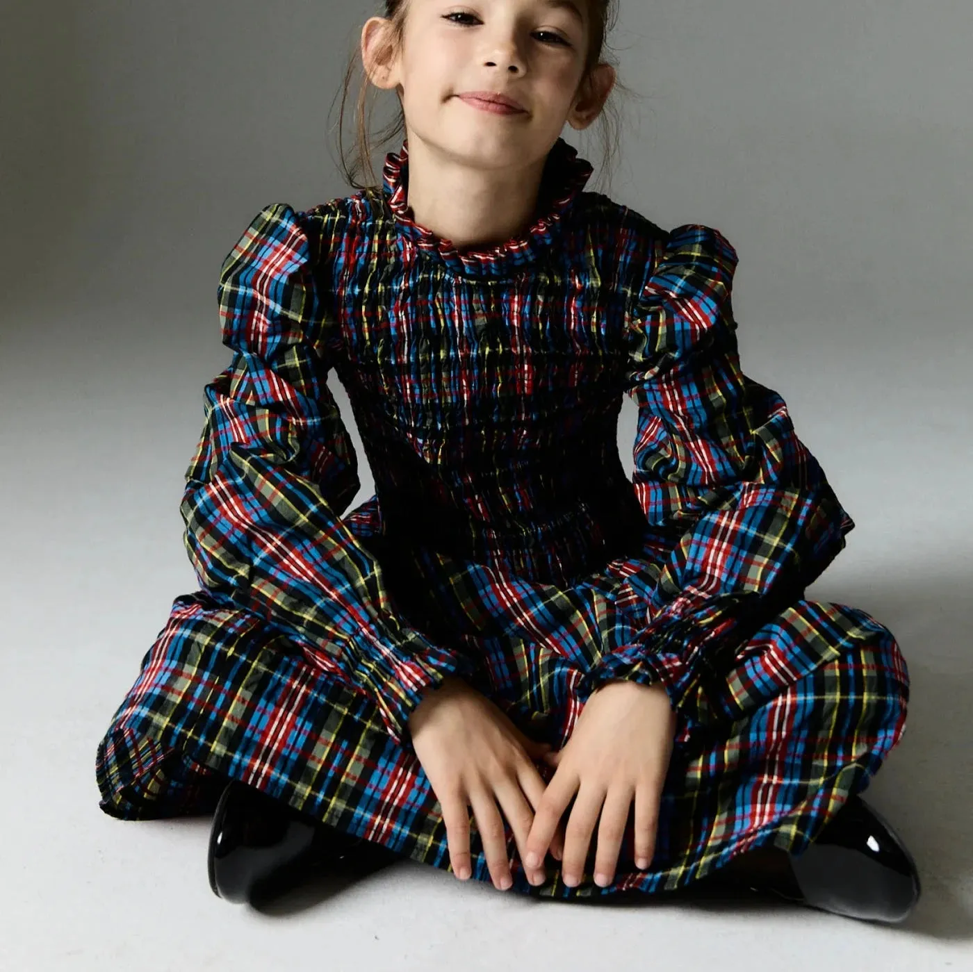 Mars Ruffle Collared Tartan Dress