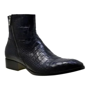 Men's Italian Shoes Jo Ghost 2039 Navy Blue Leather Print Crocodile Ankle Boots last pair size 40