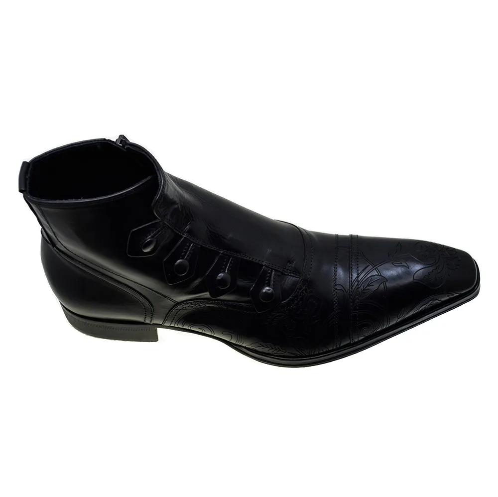 Men's Italian Shoes Jo Ghost 2379 Black Leather Embroidery Dress Ankle Boots last pair size 41