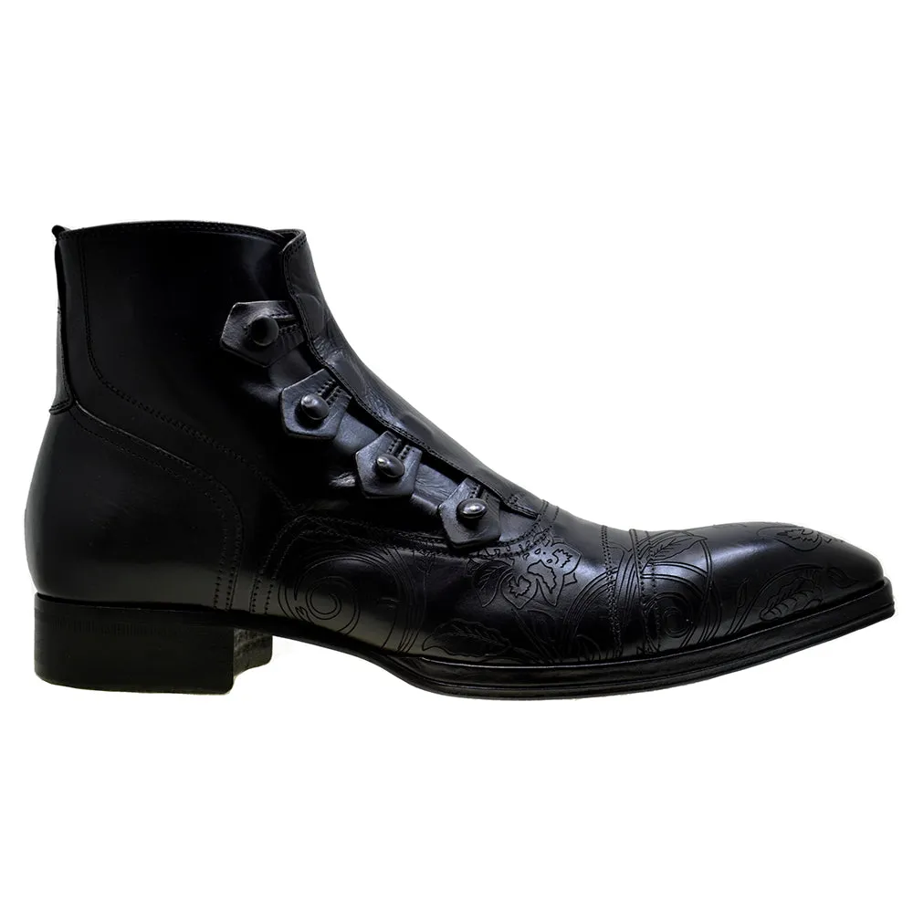 Men's Italian Shoes Jo Ghost 2379 Black Leather Embroidery Dress Ankle Boots last pair size 41