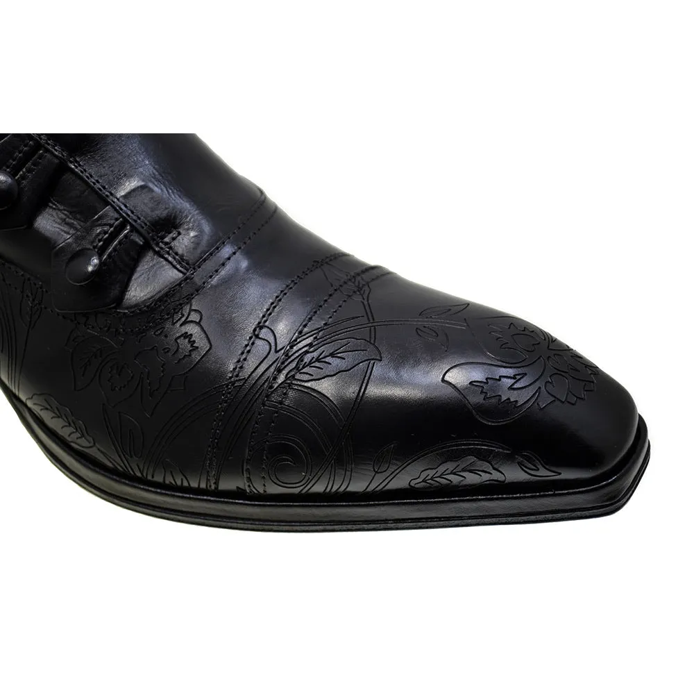 Men's Italian Shoes Jo Ghost 2379 Black Leather Embroidery Dress Ankle Boots last pair size 41