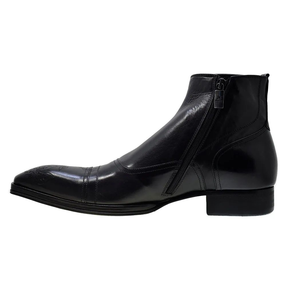 Men's Italian Shoes Jo Ghost 2379 Black Leather Embroidery Dress Ankle Boots last pair size 41