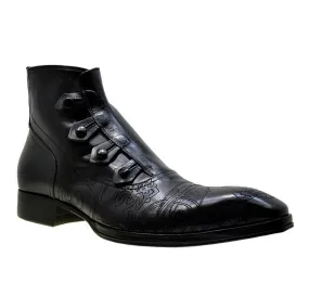Men's Italian Shoes Jo Ghost 2379 Black Leather Embroidery Dress Ankle Boots last pair size 41