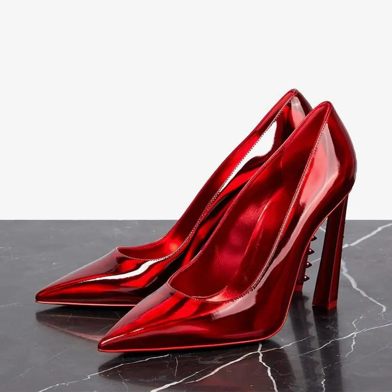Mirrored Patent Leather Pointed Toe Pumps