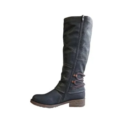 Remonte Women's Tall Buckle Boots- Black Combi
