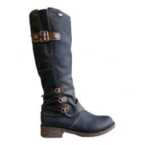 Remonte Women's Tall Buckle Boots- Black Combi