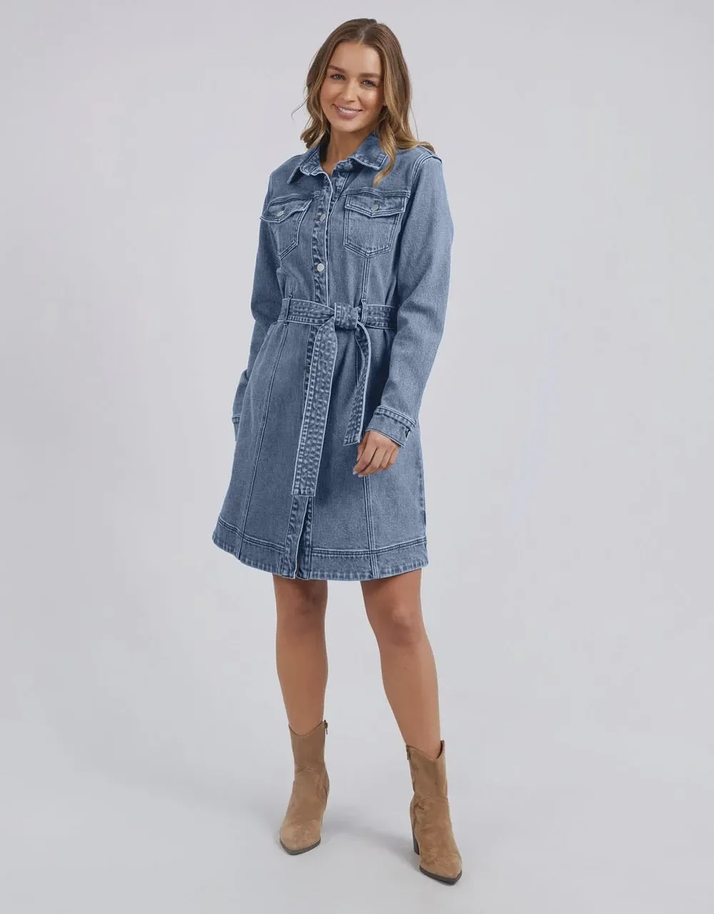 Riley Denim Dress - Blue