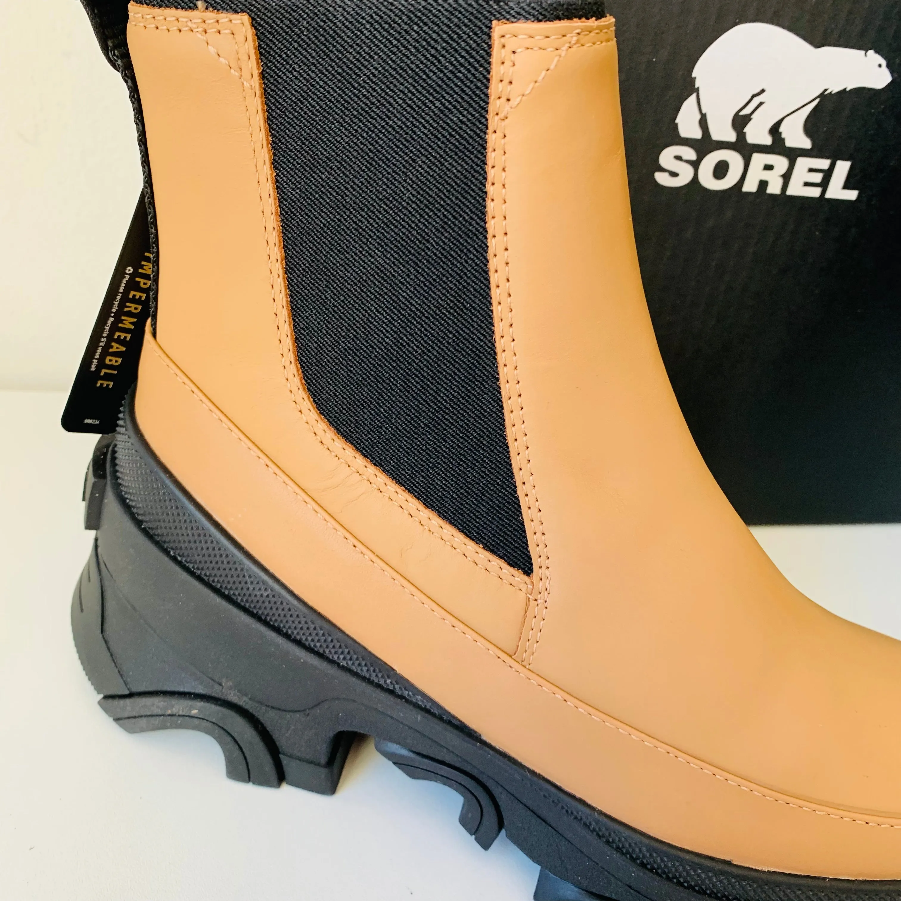 Sorel Brex Waterproof Hi Line Chelsea Boot Size 8 New In Box in Tan