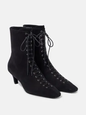 Suede lace-up ankle boots