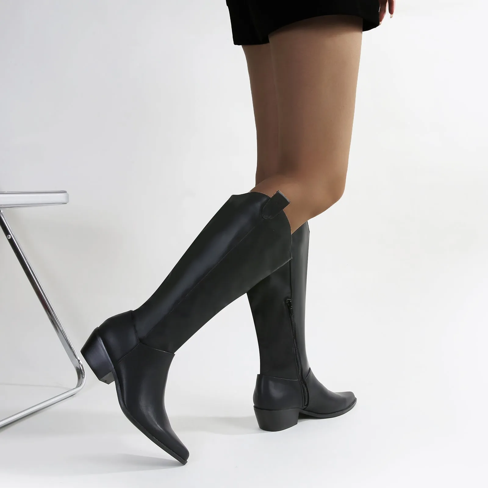 Vanessa Minimalist Mid-Calf Western Boots